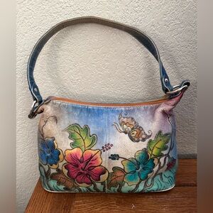 Women’s BIACCI Leather Hand Painted
Artsy Whimsy Boho Floral USA Shoulder Bag